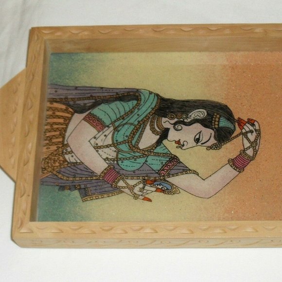 Small Tray Boho Style Real Crushed Gemstones Hand Crafted Decor - Picture 7 of 7